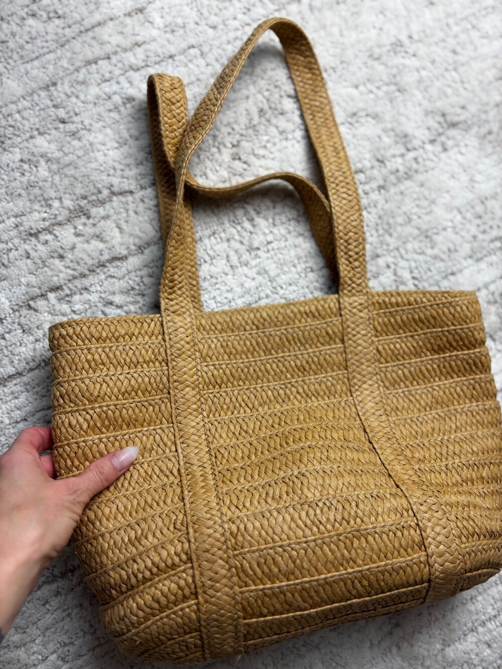 Draper James Straw Tote Bag Navy Lined Shoulder Shopper